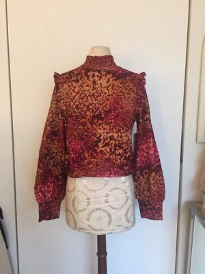 New Juicy Couture Orange & Pink Ruffled Armhole Mock Neck Sweatshirt SZ S - Image 1 of 4