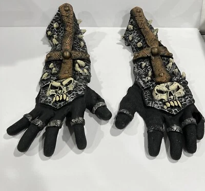 Esqueleto Cruces Dientes Guantelete Guantes Gruesos Disfraz Halloween Adulto Vinilo Foto 1 de 4