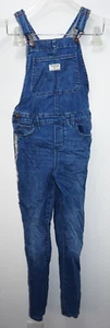 Oshkosh B Gosh Denim Blue Jean Bib Overalls Girls Sz 10 Metallic Gold Stripe - Picture 1 of 4