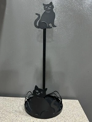 Toallero de papel de metal negro con diseño de gato de Chef's Pride usado en excelente estado Foto 1 de 4