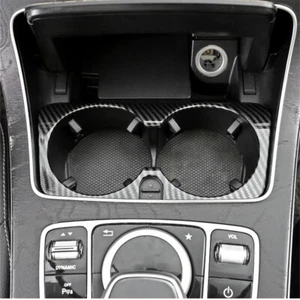 Glossy ABS Carbon Fiber Console Cup Holder Decoration For Benz GLC W253 2016-21 - Picture 1 of 11