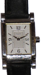 Coach Watch W014 5.587.331 Swiss Made Rectangle 3 ATM Black Band Womens - Picture 1 of 24