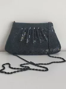 Vintage Black Metal Mesh Evening Bag - Picture 1 of 5