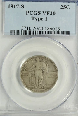 1917-S Type 1 Standing Liberty Quarter : PCGS VF20 - Image 1 of 4