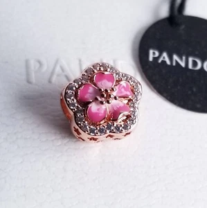 Pandora Peach Blossom Rose Gold Charm Cubic Zirconia Authentic with Gift Box - Picture 1 of 5