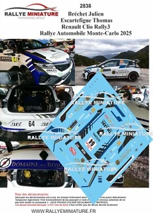 DECALS 1/43 REF 2838 RENAULT CLIO RALLY 3 BRECHET RALLYE MONTE CARLO 2025 - Foto 1 di 1