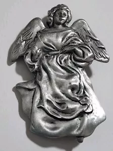 Vintage Pin Brooch Silver Tone Angel HMK.CD.S Religious Pin - Picture 1 of 3