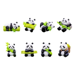 8Pcs Panda Themed Party Decors Realistic Miniature Animal Cake Toppers Ornaments - Picture 1 of 8