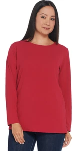 BROOKE SHIELDS Timeless 2X Long Sleeve Knit Top Pomegranate Pink Red - Picture 1 of 9