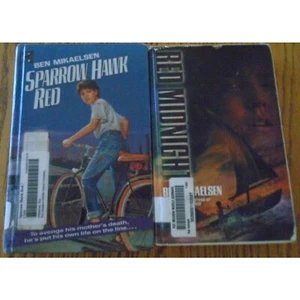 Lot of 2 Library Edition Books by Ben Mikaelsen Red Midnight Sparrow Hawk Red - Picture 1 of 2