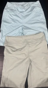 J.Crew Gottex Sz M Blue Green Stretch Cotton High-Waisted Pocket Bike Shorts - Picture 1 of 11