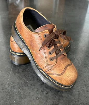 Dr Doc Martens Womens 6 Vintage Oxford Shoes Brown Chunky Leather 8651 Y2K - Image 1 of 4
