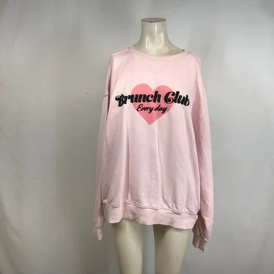 Sudadera Wildfox Rosa Brunch Club Corazón Gráfico Gran Tamaño Para Mujer XL Foto 1 de 4