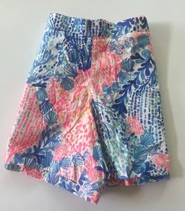 Lilly Pulitzer XL Shorts Elastic Waistband Fish Seashells Pink Blue 4.5” Inseam - Picture 1 of 12