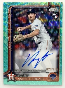 2025 Topps Chrome Shay Whitcomb Auto Aqua Prizm RC 29/199 Houston Astros - Picture 1 of 2