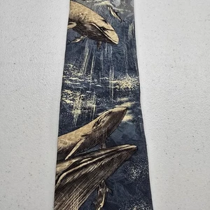 Endangered Species Mens Neck Tie Humback Whale 100% Silk Made In USA - Picture 1 of 4