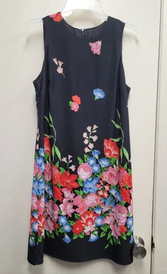 Mica Vintage Black Knee Length Women's Floral Sheath Dress Size 8 Sleeveless - Image 1 of 4