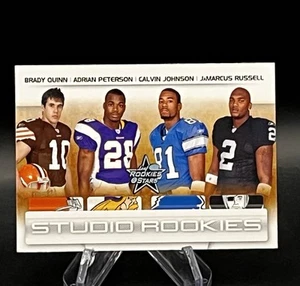 2007 Leaf Rookies & Stars Studio Rookie Adrian Peterson/Calvin Johnson #SR-53 RC - Picture 1 of 2