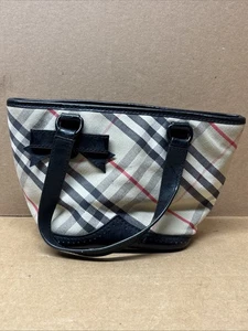 BURBERRY LONDON Nova Check Leather Trimmed Luxury Designer Hand Bag Authentic - Picture 1 of 7