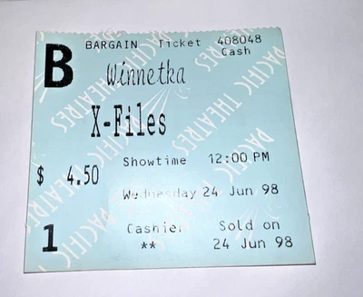 Boleto de película Expediente X 1998 teatros del Pacífico Duchovny Andersen Foto 1 de 4