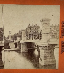 Early Vintage Moulton Stereoview “Boston Public Garden Foot Bridge” Late 1800’s - Picture 1 of 3