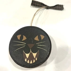 Primitive Halloween Hinzeit Black Cat Paper Mache Candy Container Rustic Folk - Picture 1 of 5