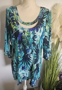 Catherines Petite Damen-Bluse Gr. 2X WP 22/24WP mehrfarbig 3/4-Ärmel plissiert - Bild 1 von 7