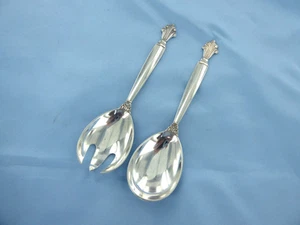 VINTAGE STERLING SILVER GEORG JENSEN ACANTHUS SPORK & SPOON, POST 1945/ 1933/44. - Picture 1 of 8