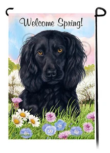 Welcome Spring Garden Flag - Black Boykin Spaniel - Picture 1 of 1
