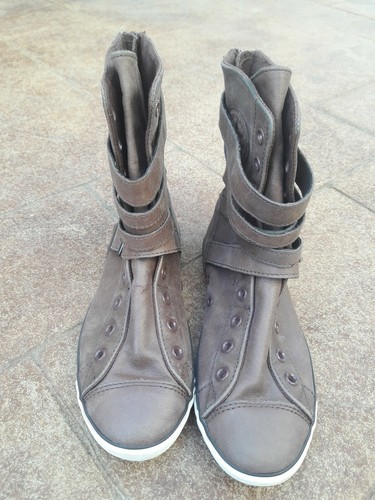 Stivali Converse All*Star in pelle marrone fibbia cerniera donna tacco sottile 5 5