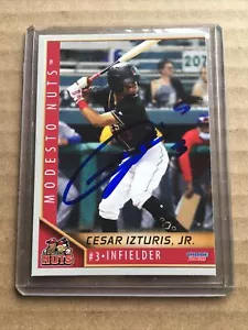 Cesar Izturis Jr 2021 Modesto Nuts Autographed Card Signed Everett Aquasox Auto - Picture 1 of 2
