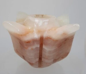 💥 VINTAGE CARVED MARBLE STONE CANDLE STICK HOLDER TULIP & LEAF DESIGN F/SHIP - Picture 1 of 8