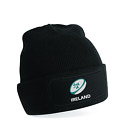 Ireland Rugby Beanie, embroidered with rugby ball and text. Rugby match, sports