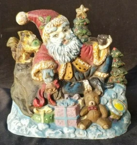 VINTAGE CAST IRON SANTA DOOR STOP HEAVY - Picture 1 of 7