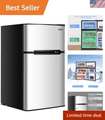 Eficiente refrigerador compacto de 3,2 pies cúbicos con congelador y estantes de vidrio ajustables Foto 1 de 4