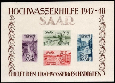German Empire: Saarland Block № 1  (MLH) 1948 CV €400 - Image 1 of 4