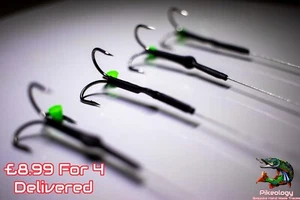 SIZE 2 PIKE RIG SNAP TACKLE DEADBAIT FISHING PREDATOR RIG WIRE TRACE TREBLE HOOK - Picture 1 of 11