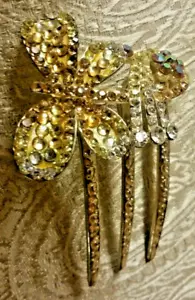 Vintage Rhinestone Metal Butterfly Women Hair Combs Clips Wedding Party Headwear - Picture 1 of 5