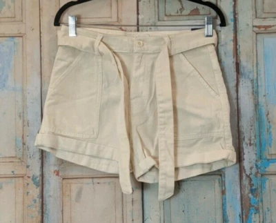 Pantalones Cortos Lucky Brand Mujer Talla 00/24 Beige Cintura Atada Frente Plano Bolsa de Papel Relajada Foto 1 de 4