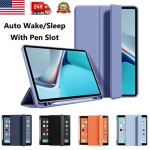 For iPad 5/6/7/8/9th Generation Shockproof Tri-fold Leather Cover With Pen Slot - Picture 1 of 17