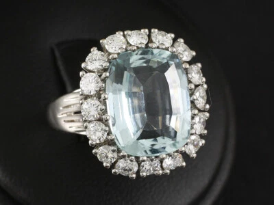 Aquamarin Brillant Ring 1,38ct (Gravur) & ca. 6,00ct Aquamarin 585/- Weißgold - Bild 1 von 4
