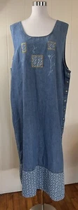 Carolina Bay Plus Blue Denim Jumper Dress Button Down One Side Modest Size 20 - Picture 1 of 7