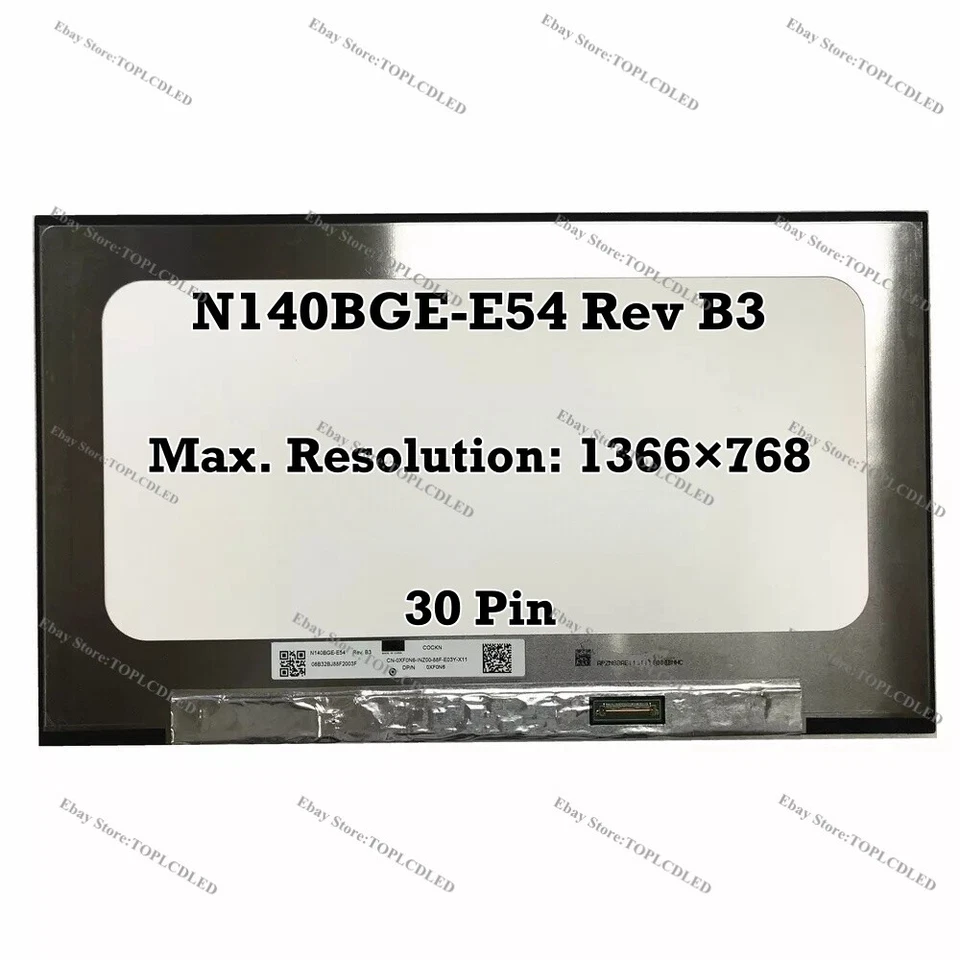 N140BGE-E54 Rev B3 14" HD 1366×768 LCD Bildschirm Anzeige ohne Schraublöcher - Bild 1 von 1