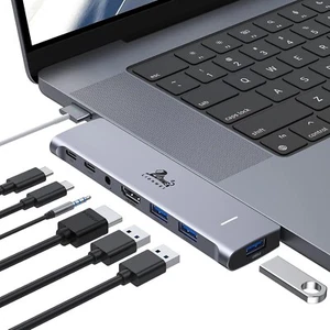 USB C Hub Adapter for Macbook Pro/Air M1M2 2022 2021 2020 13" 15" 16",Multiport - Picture 1 of 8