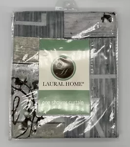 Laural Home NEW Loving Home Fabric Shower Curtain 71x72” Gray/White - Picture 1 of 4