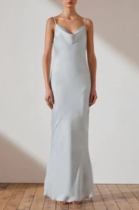 Shona Joy Luxe Bias Cowl Slip Dress Cloud Size 12 AU RRP 280 NEW WITH DEFECTS - Picture 1 of 6