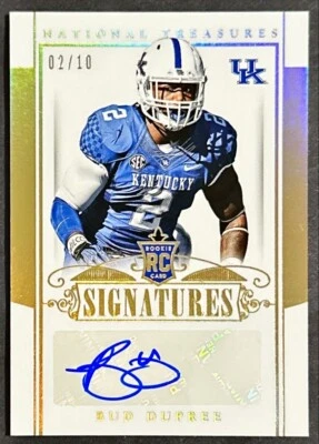2015 National Treasures College Bud Dupree Gold Auto RC 2/10 Kentucky Jersey #!! - Image 1 of 4