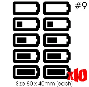 10x (2 sets) Flat Battery Vinyl Sticker 80mm for Electric Hybrid cars Design #9 - Picture 1 of 4