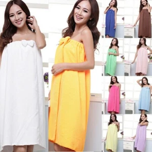 Women Bath Towel Robe Wrap Super Absorbent Soft Gown Drying Towel Wash Skirt - Imagen 1 de 17