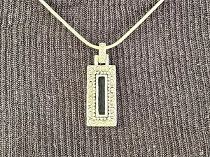 Napier Silver & Black Necklace Rectangle Pendant Signed Adjustable 16-18” - Picture 1 of 7